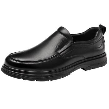 Aokang first-layer cowhide casual leather shoes, comfortable slip-ons