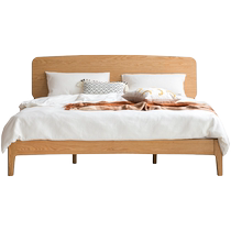 Genji Muyu solid wood bed modern simple bedside adjustable large bed oak 1 5 m 1 8 m bed master bedroom double bed
