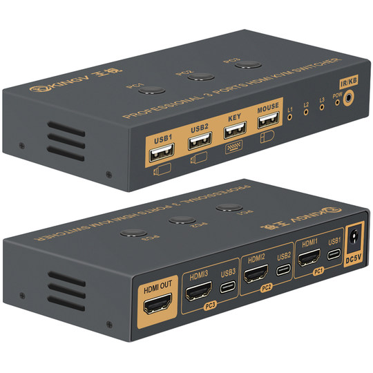 kvm切换器HDMI二三四六八九进一出4K高清3/4/6/8/9进1出多台电脑主机共用1套键盘鼠标和显示器USB音视频王视
