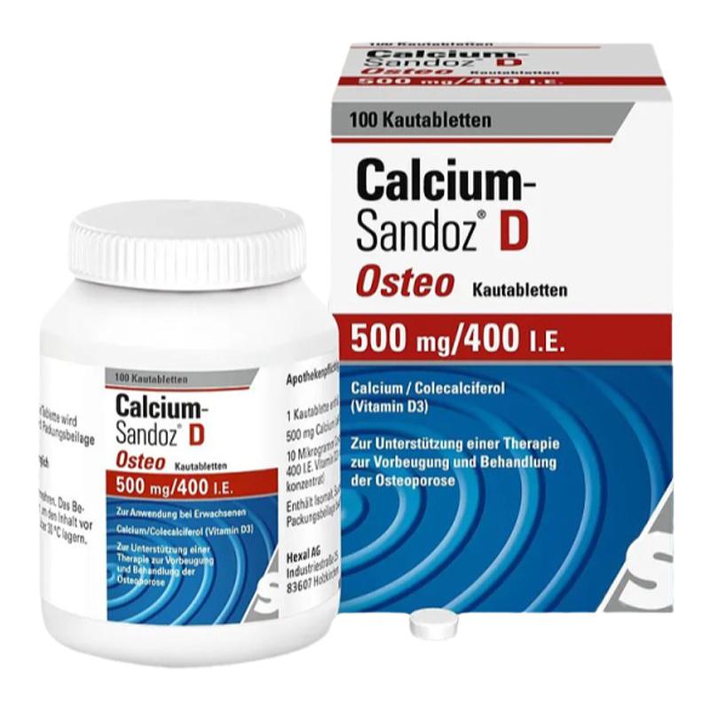 European direct mail German pharmacy Sandoz adult high-dose calcium + vitamin D3 chewable tablets 100 bone health