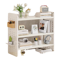 Desktop hole board storage rack childrens room student desk wall decoration solid wood multi-layer bookshelf office storage