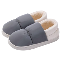 Cotton slippers for men indoor and home waterproof 2024 new style velvet bag heel warm thick sole outer wear non-slip womens winter style