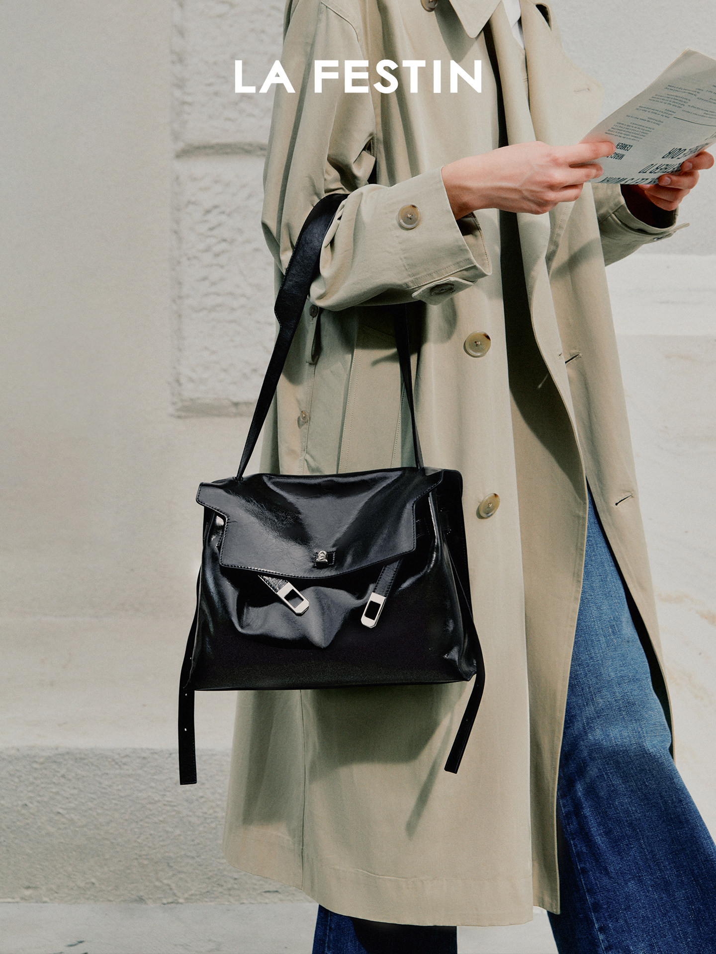 Mao Xiaotong's same style Lafistin hug bag, new women's large capacity hobo bag, messenger bag, underarm Kelly bag