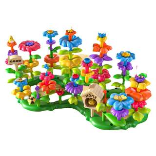 积木拼装益智力玩具女孩男孩百变花园diy插花大颗粒儿童花束拼图