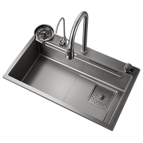 Oaks 1566 kitchen sink with waterfall rain large single tank household nano stainless steel undercounter basin sink