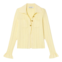self-portrait 2024 spring and summer new cream yellow elastic knitted metal button lazy top