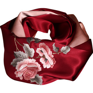 Silk Scarf for Women, Made of Mulberry Silk, with Suzhou Embroidery, Suitable for Middle-Aged and Elderly Mothers, Gift Box, Can Be Worn with Cheongsam as a Shawl
