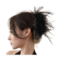 Feather grab clip high-end hair volume high top of the skull and back of the head large ostrich feather shark clip