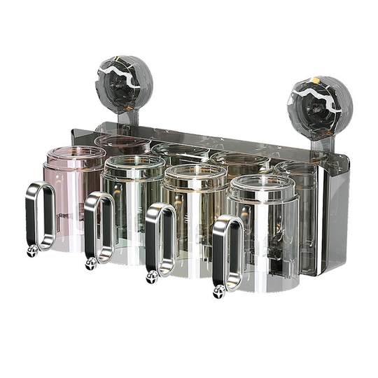 吸盘牙刷置物架免打孔卫生间带把手牙杯牙膏挂架壁挂式漱口杯架子