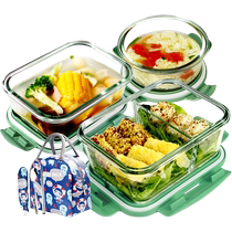 Chuangde office workers glass lunch box microwave oven special fresh-keeping separated lunch box womens round bowl set with lid
