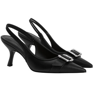 CHARLES&KEITH秋冬女鞋CK1-60361511气质尖头金属扣高跟包头凉鞋