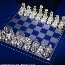 High-end high-end large and small crystal glass chess student beginner adult portable chess