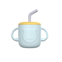 (Self-operated) LOCK&LOCK baby water cup anti-fall scaled milk cup silicone household drinking straw cup