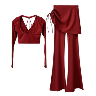 New year's eve festive red yoga suit for women in autumn and winter