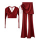 新年装喜庆红色瑜伽服套装女秋冬时尚美背性感运动健身上衣喇叭裤