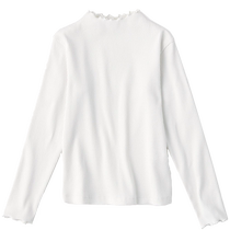 MUJI Big Childrens Stretch Ribbed High Round Neck Long Sleeve T-Shirt Bottoming Shirt