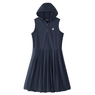 FILA FUSION斐乐潮牌女子梭织连衣裙2025夏季新款休闲连帽无袖裙