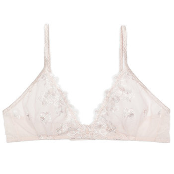 Forlé Girl French Mesh Underwear Women's Thin Embroidered Bra Sexy Small Breasts Triangular Cup Bra ບໍ່ມີສາຍ