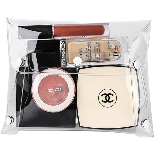 口袋旅行透明按扣口红化妆品收纳包整理化妆包护肤品收纳袋洗漱包