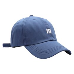 Hat with m Letter Embroidery, Unisex Versatile Curved Brim Pure Cotton Soft Top Sun Hat, Fashionable Mountaineering Baseball Cap