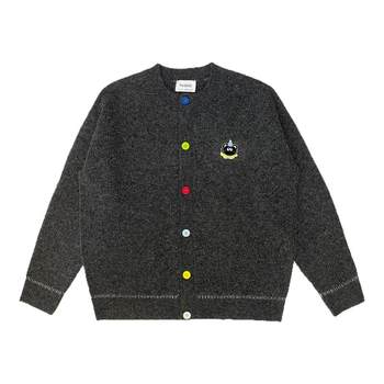 Round neck warm cashmere cardigan with colorful buttons Round neck warm cashmere cardigan with colorful buttons