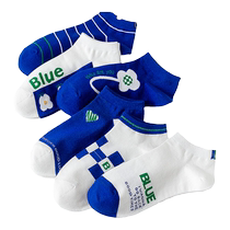 Socks Spring and Summer New Thin Cute Student Socks Plaid Sweet Blue Ins Boat Socks Cotton Socks College Trend