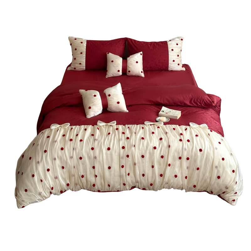 French girly cotton satin long-staple cotton four-piece set