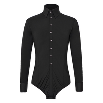 Danbaoluo mens modern dance shirt long-sleeved black jumpsuit high-end ballroom dance tops ballroom dance performance clothes