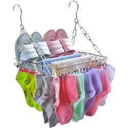 Balcony sock drying artifact stainless steel window sill clothes drying rack window drying shoe rack anti-theft window sock drying rack multi-clip