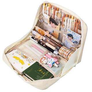 Super large-capacity pencil case 2022 new ins style high-value stationery box girls version junior high school students multi-layer simple pencil case 2023 girls multi-functional storage bag primary school students sixth grade