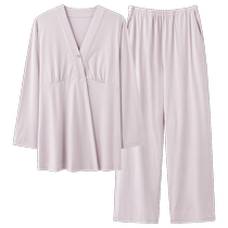 Postpartum clothing with breast pads summer thin postpartum nursing pajamas pregnant women and breastfeeding spring and summer home clothing sets