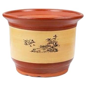 Special clearance ceramic large flower pot handmade purple clay stoneware