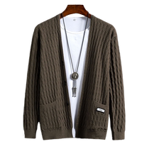 Knitted sweater jacket mens autumn and winter new loose cardigan sweater mens trendy brand youth versatile long-sleeved sweater