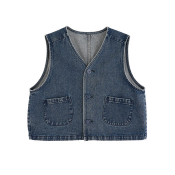 Yantaijia children's clothing children's retro casual denim vest spring clothing fashionable baby boy tops children's waistcoat