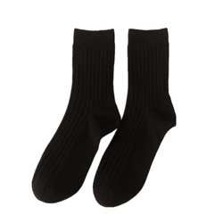 Socks for men, mid-calf socks for women, Korean style Hong Kong style black and white vertical striped solid color cotton socks, versatile, simple couple stockings, men's trendy stockings