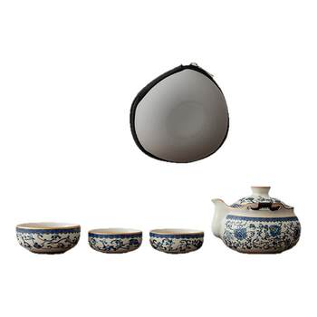 Blue and white ru kiln travel tea set portable