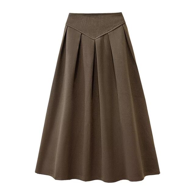 Skirt, elastic waist, A-line skirt, long skirt, high-end trendy
