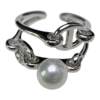<Jisong> Ins style double layer pig nose ring 925 sterling silver freshwater pearl ring opening fashionable and western style