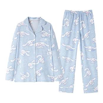 Leding Yugui big-eared dog pajamas ຊຸດແມ່ຍິງໃນລະດູໃບໄມ້ປົ່ງແລະດູໃບໄມ້ລົ່ນ Kuromi ຄູ່ຮັກທີ່ມີແຂນຍາວຜູ້ຊາຍໃສ່ເຮືອນ