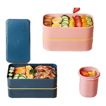Japanese double-layer bento lunch box for office workers large capacity cute girl microwaveable lunch box set for office workers
