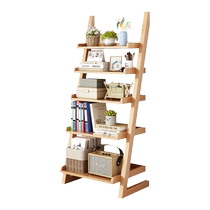 Solid wood bookshelf student childrens simple bookcase home multi-layer floor-to-ceiling storage wall-mounted trapezoidal storage rack 1910-