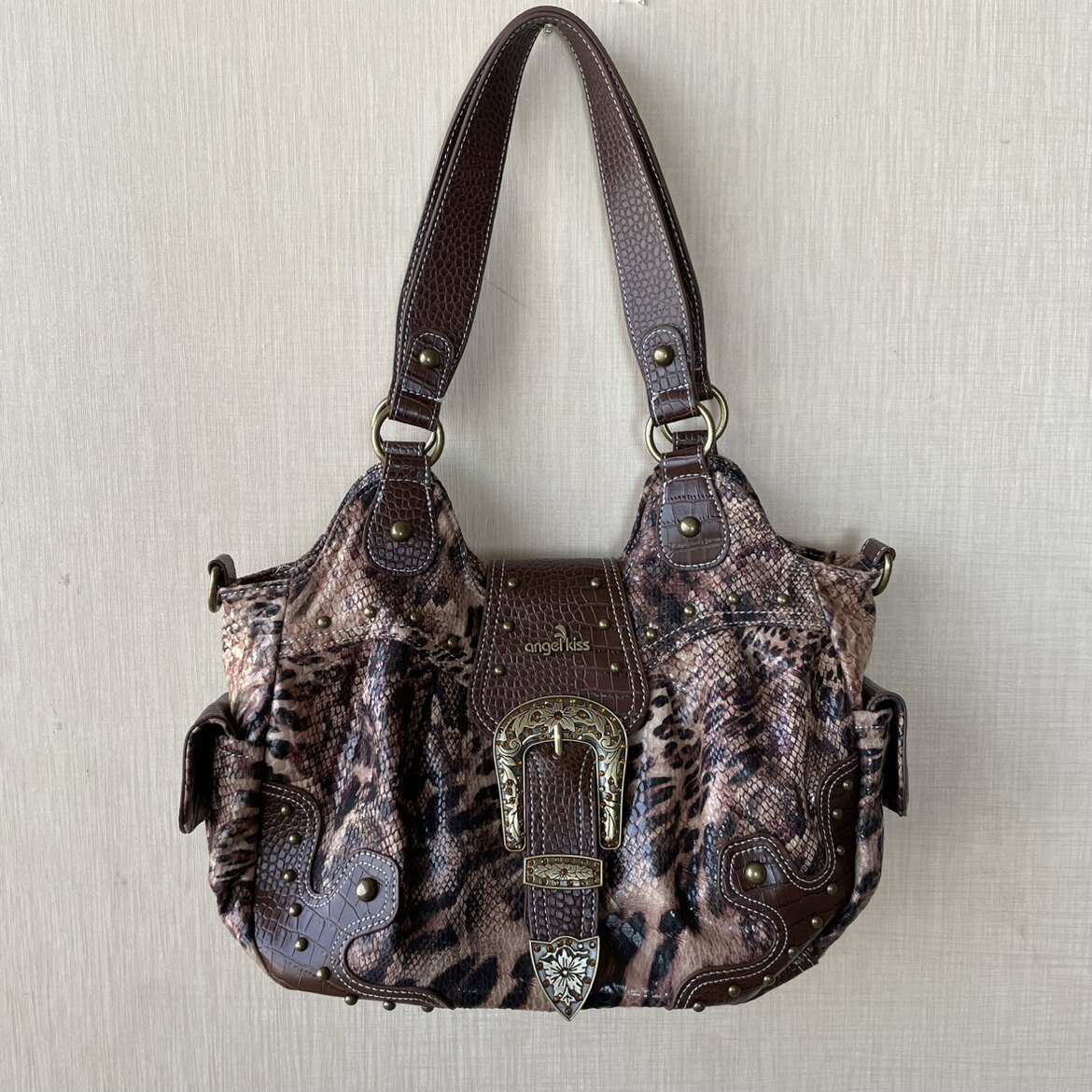 Three-Way Angel Millennium Spice Retro Vintage Shoulder/Crossbody Large Capacity Multi-Pocket Soft Leather Women's Bag