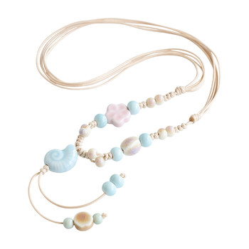 Ethnic style ceramic jewelry necklace pendant antique style clothing accessories new chinese style sweater chain long women's simple niche