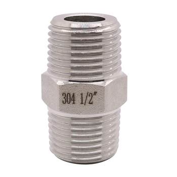 304 ສະແຕນເລດ hexagonal double connector ສາຍພາຍນອກ thickened ສາຍຄວາມກົດດັນສູງ thread ພາຍນອກຕົວປ່ຽນແປງເສັ້ນຜ່າສູນກາງເຊື່ອມຕໍ່ຊື່ 4 ຈຸດ