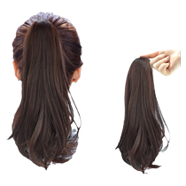 Clip ponytail wig for women with long hair slightly curly artificial hair fake ponytail short hair high ponytail braid real hair natural and light
