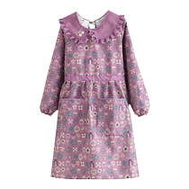 New style womens apron long-sleeved cooking home kitchen canvas wear-resistant anti-fouling womens blouse fashionable work breathable