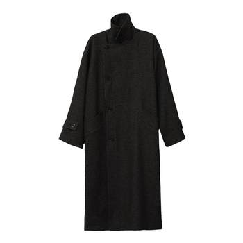 Apa studio black hepburn style mid-length turtleneck wool coat for women in autumn and winter new style tall coat for women