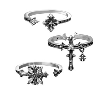 Doach sterling silver distressed iris cross ring