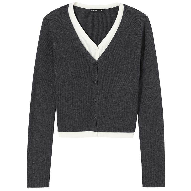 Hot Wind 2025 Autumn New Women's V-Neck Sweater