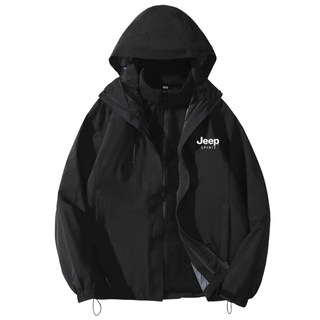 吉普2025新款户外三合一冲锋上衣女防风防水冬季加绒加厚男士外套